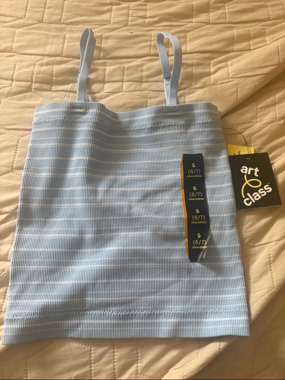 Light Blue Ribbed Tank Top - removable straps - Picture 2 of 5